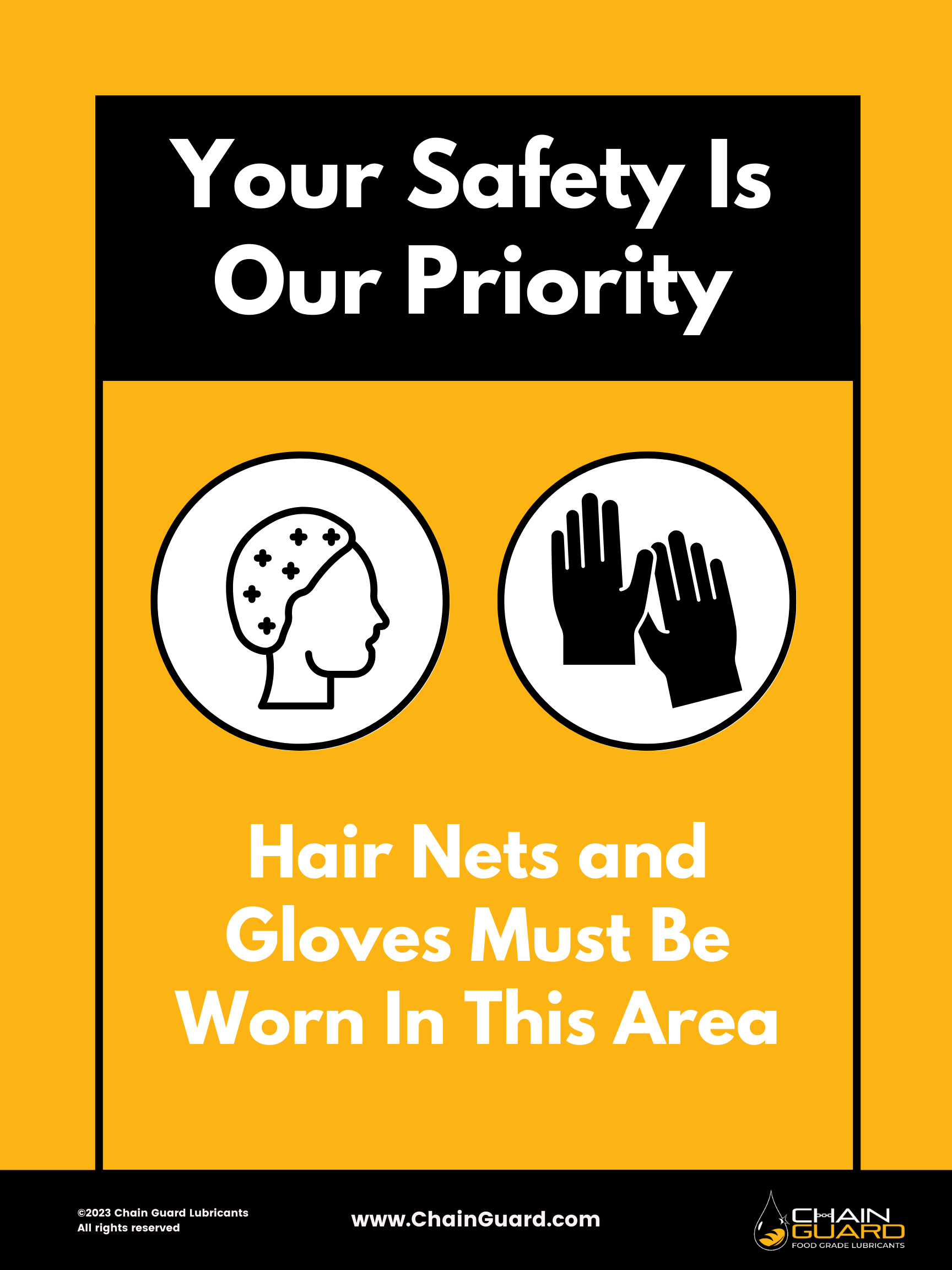 Food Safety Poster Download: Hair Nets and Gloves Must Be Worn In This Area