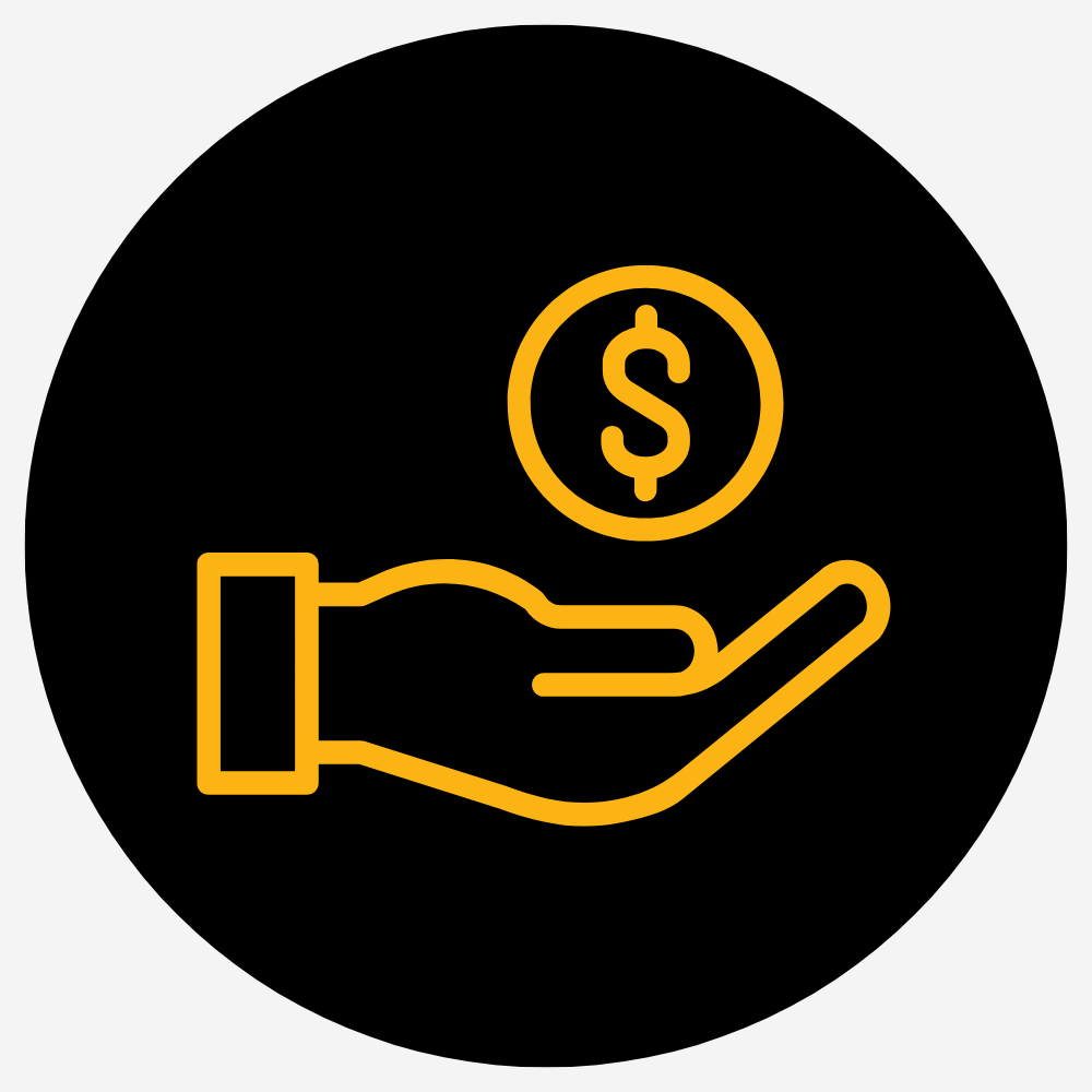 Hand Holding A Coin In A Black Circle