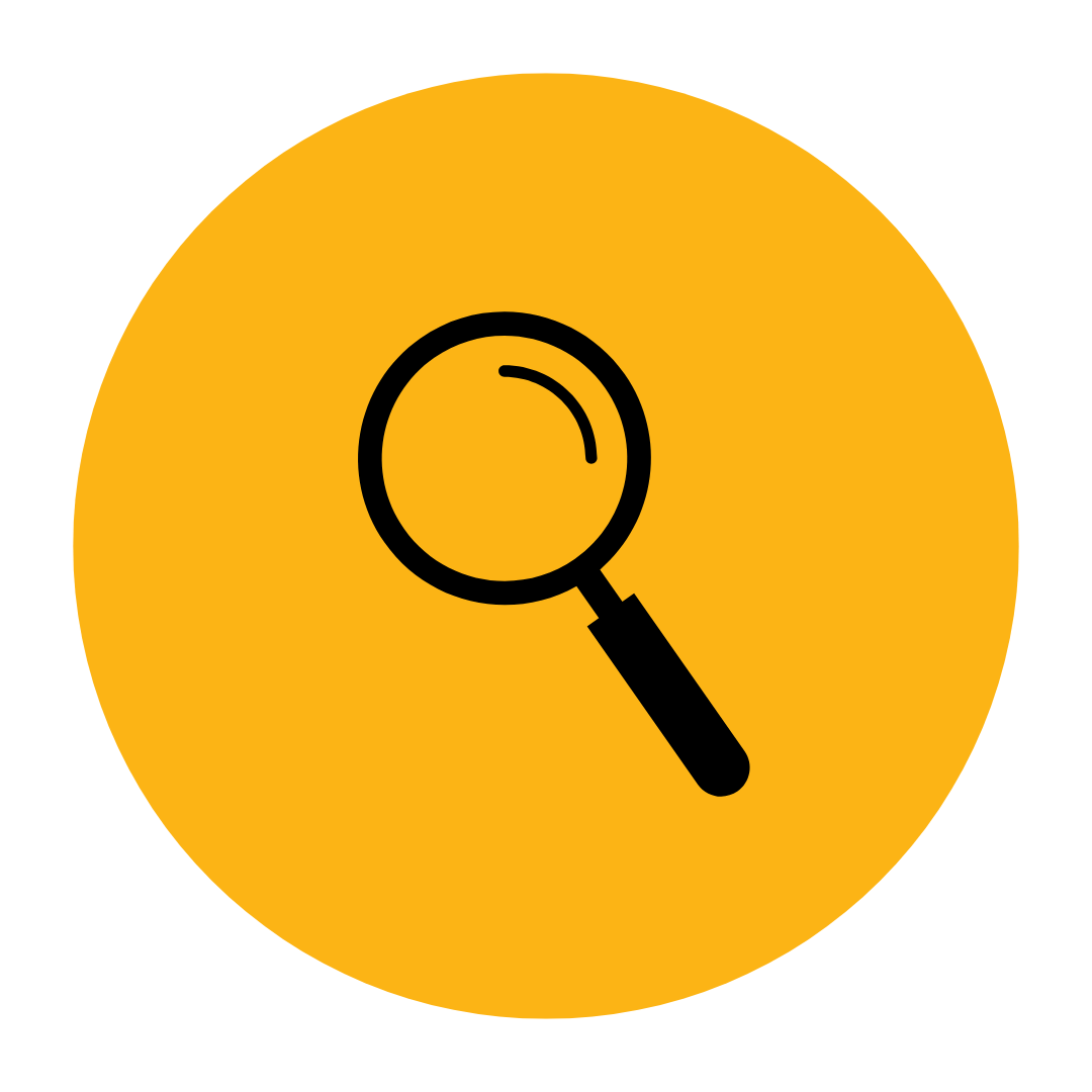 An image of a magnifying glass on an orange background